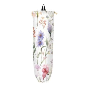 Imagem de Porta-sacolas de compras em aquarela de flores silvestres para sacolas de compras, suportes de sacolas plásticas, suporte de saco de plástico para armário