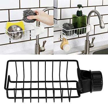 Imagem de Organizador de rack de torneira de pia com direção ajustável para casa de banho e cozinha (preto RY-SLZW-H)