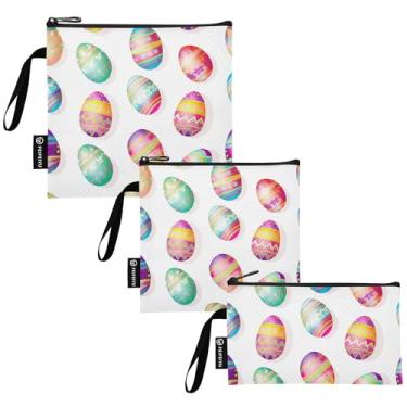 Imagem de TSENQUE Lancheira reutilizável de desenho animado de clara de ovo de Páscoa colorida com zíper segura para alimentos lancheira lavável para estudantes (pacote com 3: P/M/G)