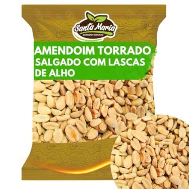 Imagem de Amendoim Torrado Sem Pele Temperado com Lascas de Alho 1kg- Santa Maria Alimentos Naturais (500g)