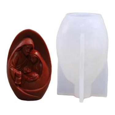 Imagem de Formas Para Vela de Presépio - Molde 3D Antiaderente da Família de Jesus,Molde para Velas Natalinas Antiderrapante e Resistente ao Calor | Para Projetos DIY de Aromaterapia Fondant Chocolate Resina e