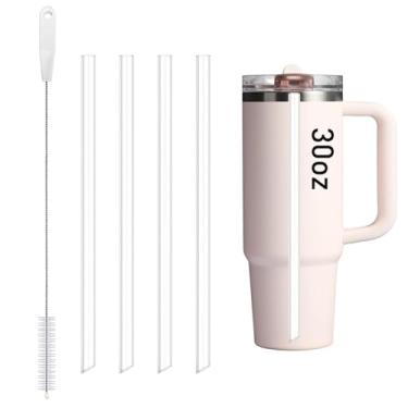 Imagem de Woyinger Pacote com 4 canudos reutilizáveis para Stanley Quencher ProTour Copo de canudo Flip 850 g, grau alimentício e livre de BPA, pode ser lavado na lava-louças, para canudos Stanley (transparente