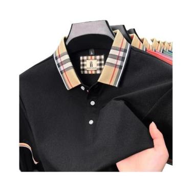 Imagem de Camisa Polo Masculina De Luxo Em Seda E Algodão Para O Verão, Manga Cu