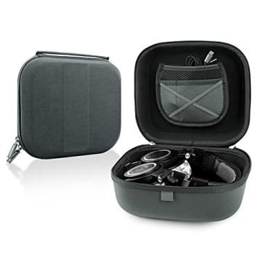 Imagem de Linkidea Estojo de transporte para fones de ouvido compatível com Audio-Technica ATH-M50X, capa ATH-GDL3, bolsa de viagem rígida protetora com cabo, armazenamento de carregador (cinza escuro)