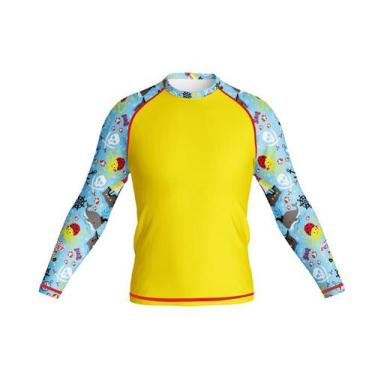 Imagem de Camiseta Manga Longa Infantil Moda Praia Uv 50 Amarela - Everest Sport