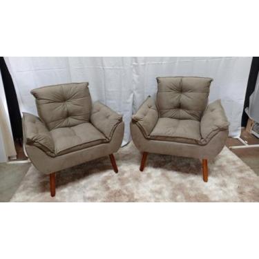 Imagem de Kit 02 Poltrona Opala Suede Capuccino -Casa da Poltrona