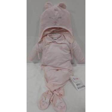 Imagem de Kit Macacão Touca Sapatinho Paraiso Luxo Bebê Menina 13131, Rosa, M ( 