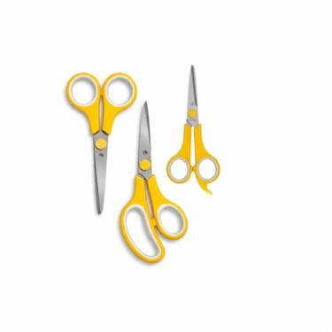 Imagem de Kit de Tesouras em Aço Inoxidável, 3 Peças, Amarelo e Branco, para Papel, Tecido e Cozinha