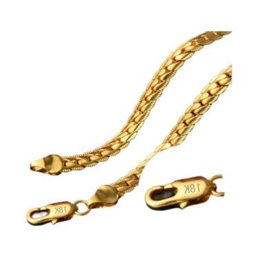 Imagem de Colar Lateral Completo De 6mm Em Ouro 18K E Prata, Corrente De 8, 18, 