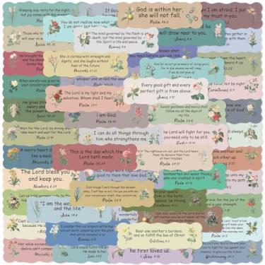 Imagem de Adesivos de versículo bíblico, 100 peças de adesivos de citação inspiradora vintage cristão, adesivos de escritura de máquina de escrever, materiais de estudo da Bíblia para álbuns, garrafa de água