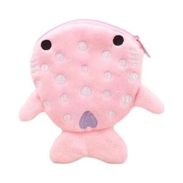 Imagem de Carteira De Pelúcia Infantil Em Formato De Tubarão-Baleia, Bolsa Kawai