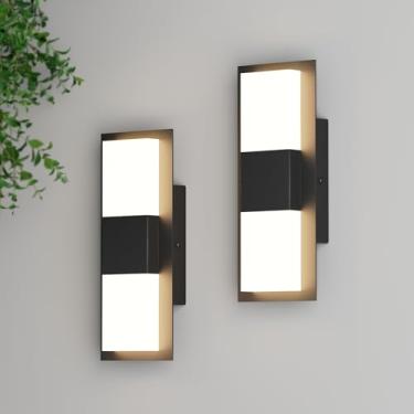 Imagem de Aoceley Luminária de parede LED externa de 31,5 cm, arandelas de alumínio 30W 3000K para varanda e pátio com abajur de acrílico fosco, lâmpada de parede externa IP65 à prova d'água para garagem, porta