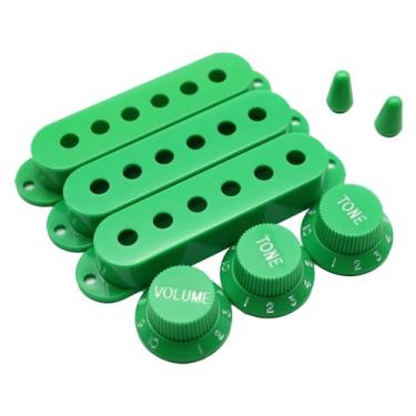 Imagem de Tampa captador de guitarra volume bobina única tom botão seletor ponta de interruptor compatível com Stratocaster Strat Electric Fender Guitar Pickup (verde)