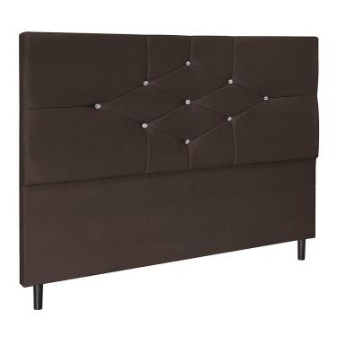 Imagem de Cabeceira T Cross Marrom Estofada Para Cama Box Casal 144cm Quarto Luxo