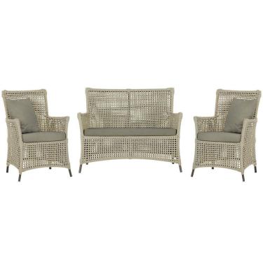 Imagem de Jogo Sofá E 2 Poltronas Igapó Alumínio Marrom E8 Trama Rami