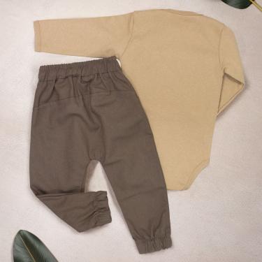 Imagem de Conjunto Leão Para Bebê: Body Avelã E Calça Ecolinho