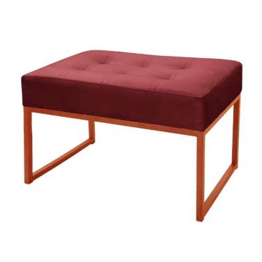 Imagem de Puff Decorativo Para Sala e Quarto Paris Veludo Bordo Base Bronze Shop das Cabeceiras