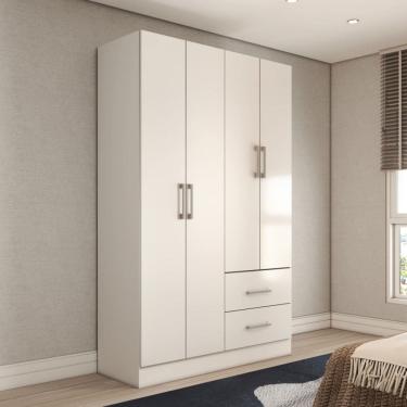 Imagem de Guarda-Roupa Solteiro Vittorio 4 Portas 2 Gavetas Branco - Panorama Móveis
