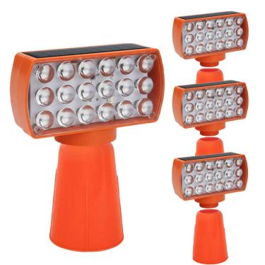Imagem de Sinalizador Solar Viario Kit 4 Duas Cores Seguranca Noturna Cone Alerta Obra Avenida Rodovia Alerta Estrada Transito