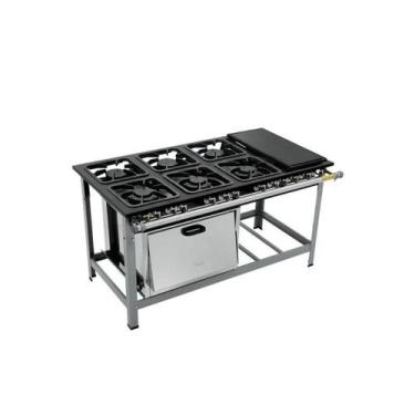 Imagem de Fogão Industrial 6 Bocas 30X30 com Chapa e Forno S2000 Metalmaq