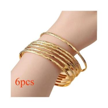 Imagem de Pulseira De Metal Fina Banhada a Ouro Com Flor Esculpida, Bracelete De