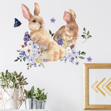 Imagem de Adesivos de parede Cute Bunny Rabbit and Butterfly PVC 30x90cm - yiwei