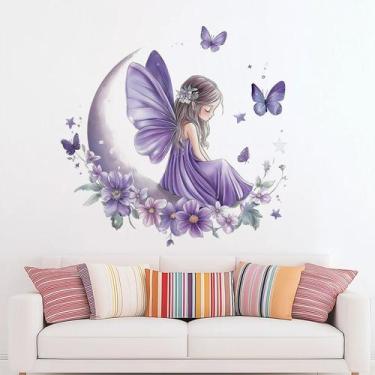 Imagem de Adesivos de parede Dreamy Butterfly Fairy PVC 60x82cm 2 folhas - yiwei