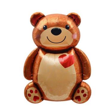 Imagem de Ursinho de pelúcia de balão metalizado com design de coração 48x65cm -