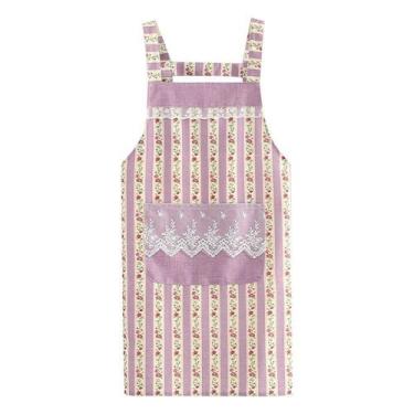 Imagem de Avental floral de estilo japonês para mulheres Brea com bolso de renda