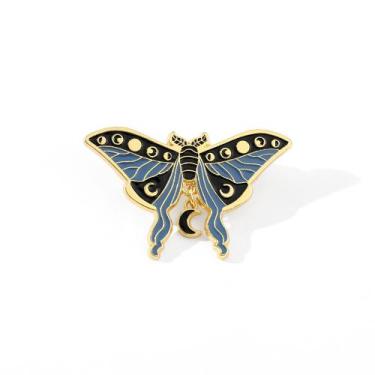 Imagem de Broche Mystic Butterfly com Moon Charm em liga esmaltada 10g - yiweisa