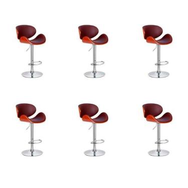 Imagem de Conjunto de 6 Banquetas Amsterdam Marrom - Keva