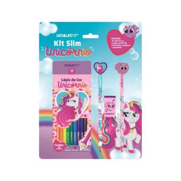 Imagem de Kit Slim Lápis de Cor 12 Cores + 2 Lapis Hb c/ Borracha + Apontador Un