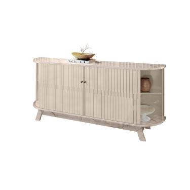 Imagem de Buffet Mônaco 4 Portas 2 Gavetas com Pés e Prateleiras 183cm Calacata Off White Liberty Móveis