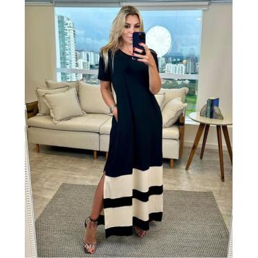 Imagem de Vestido Faixa Com Bolso e Fenda Lateral Moda Femenina - modanascimento