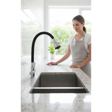 Imagem de Torneira Cozinha Flexível Silicone Gourmet Monocomando Preta - Congrat