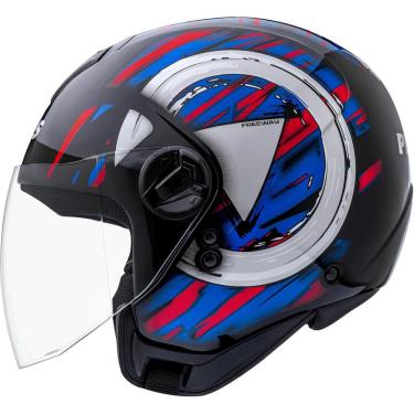 Imagem de Capacete Aberto Freeway M Play Preto Azul Brilhante ~ Peels