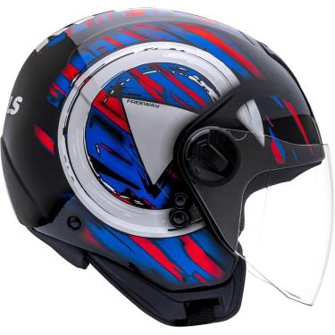 Imagem de Capacete Aberto Freeway M Play Preto Azul Brilhante ~ Peels