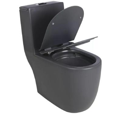 Imagem de Vaso Sanitário Monobloco Roma SAN 012 de Piso Dual Flush Grafite