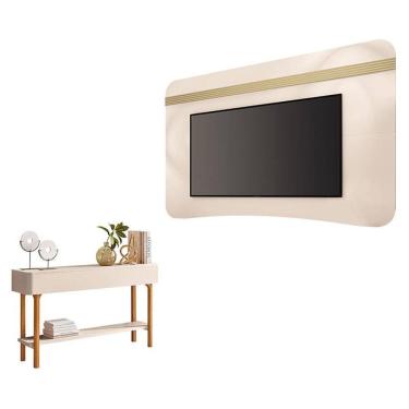 Imagem de Painel Suspenso Armony Off White Champanhe com Aparador Fiero Off White - HB Móveis