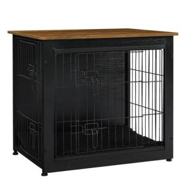 Imagem de Mesa-casinha para cachorro Dwanton em madeira, 69 cm, preto e marrom