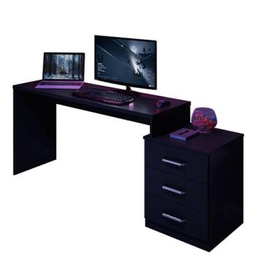 Imagem de Mesa Gamer com Gaveteiro 3 Gavetas DRX-5000 Preto - Móveis Leão, Preto