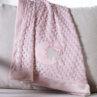 Imagem de Manta Bebê Dots Camada Dupla de Plush 100x70 com Bordado - Bene Casa, 