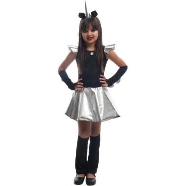 Imagem de Fantasia de Halloween Infantil Feminina Unicórnio Negro Com Chifre - F