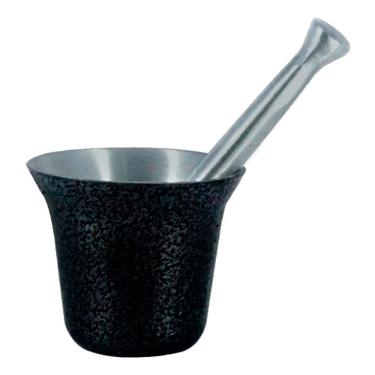 Imagem de Almofariz Alumínio Polido Craqueado para Socar Alho Grande Preto com Socador Diviforte