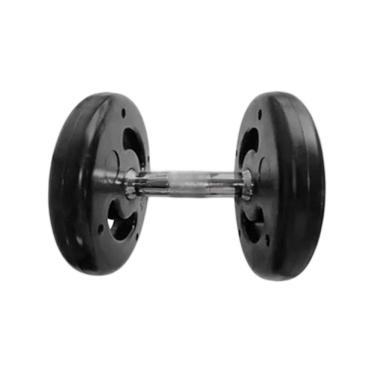 Imagem de Dumbbell Injetado com Pegada Cromada 8kg para Musculação e Treinamento Funcional Preto Anilhas Fitness