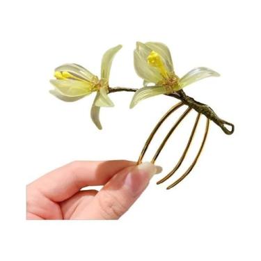 Imagem de Pente De Cabelo Elegante Vintage Com Flor De Vidro Estilo Chinês Para 