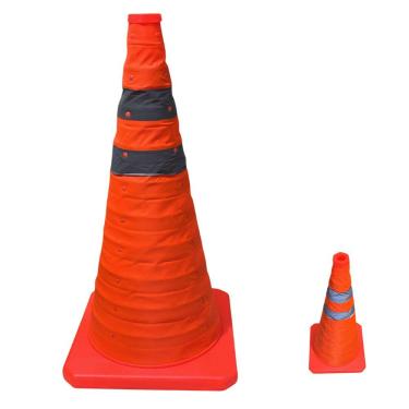 Imagem de Cone de Sinalização Retrátil SU-CONE1-1 70cm Faixas Refletivas Portátil Laranja Leva Pra Malhar