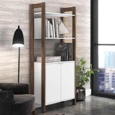 Imagem de Estante de Livros 65CMX165,5cm Alta 2 Portas Az Branco - Tecno Mobili