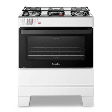 Imagem de Fogão a Gás Mesa Inox Tampa de Vidro Forno 84L Esmaltec IDEAL Top Bran