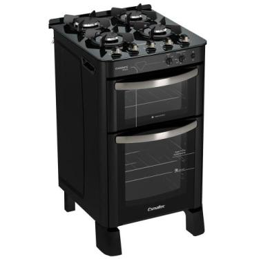 Imagem de Fogão Esmaltec Diamante Glass 4 bocas Preto com Duplo Forno e Timer So